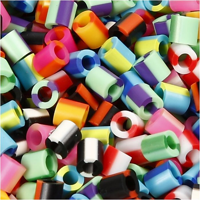 Fuse Beads, size 5x5 mm, hole size 2,5 mm, medium, stripe, 1100 pc/ 1 pack